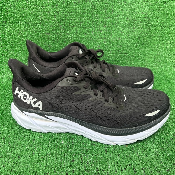 Hoka One One Womens Clifton 8 1119394 BWHT Black Running Shoes Sneakers Sz 12B - Picture 12 of 16